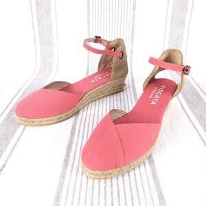 VISCATA Formiga Womens 11 Pink Canvas Espadrille Wedge Heels Handmade in Spain‎